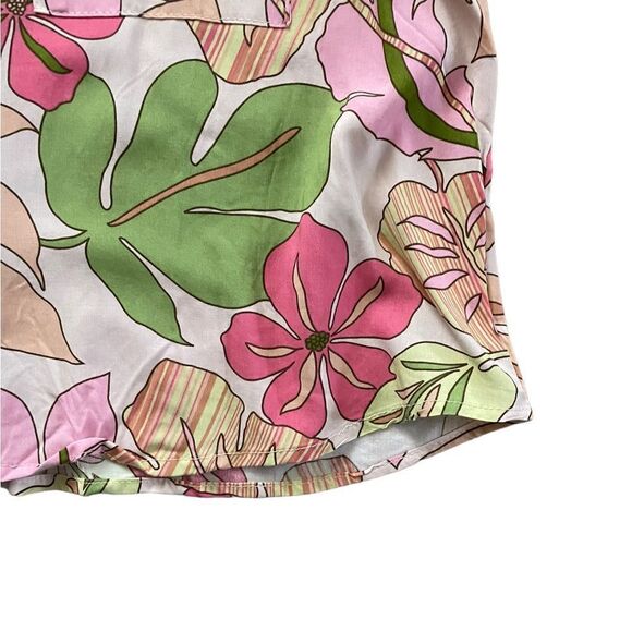 LOVE NOTES Button Down Cropped Hawaiian Tropical Print Shirt Size Medium - Picture 3 of 4